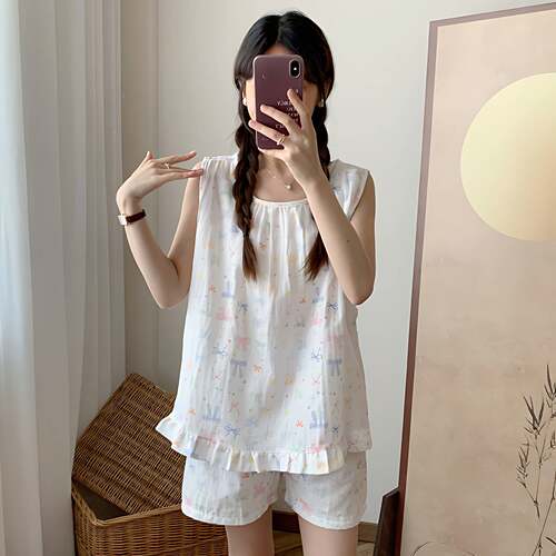 日系A类云朵棉双层纱布防凸点女