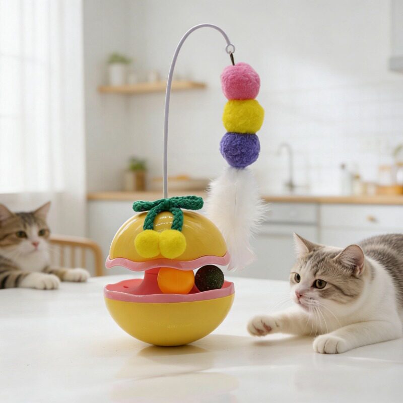 小猫倒翁逗猫棒+猫薄荷球转盘
