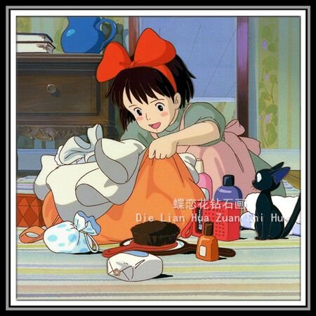 diy新款宫崎骏卡通动漫魔女宅急便琪琪满钻方圆钻石画