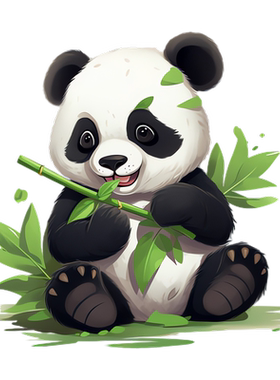 卓贴 可爱动物吃竹子熊猫卡通车贴划痕遮挡遮盖趣味汽车贴纸