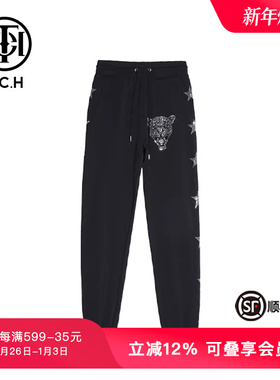 TCH2025春季新款休闲裤豹头星星烫钻休闲长裤男女同款T21120C3003