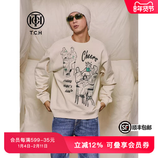 TCH潮牌轻奢宽松套头卡通春秋卫衣男女T69C116047