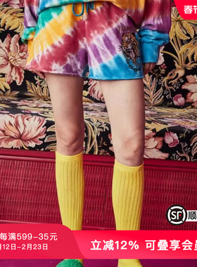 TCH潮牌轻奢潮牌潮牌大C短裤彩虹颜色烫钻时尚潮流卫裤T66A218108