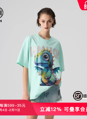 TCH轻奢夏季新款烫钻百搭个性短袖T恤男女同款T72B106135