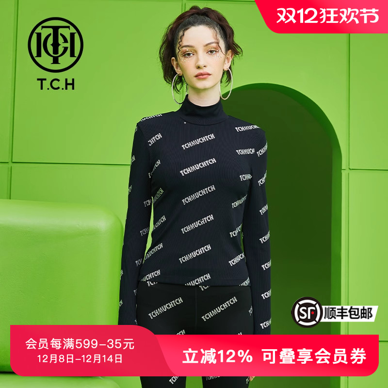 TCH潮牌打底衫烫钻满印字母长袖