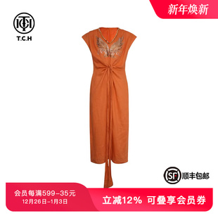 TCH轻奢烫钻工艺时尚 翅膀连衣裙女T75B30E1093私服tch 休闲经典