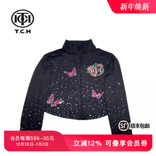 立领防晒衫 黑色夏款 T72B27E9019 重工烫钻时尚 TCH新中式