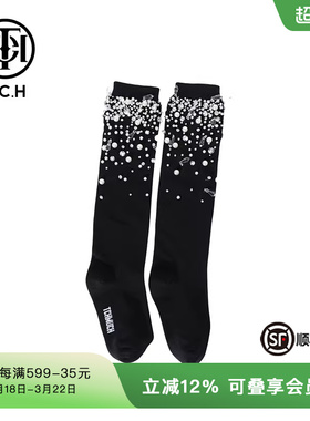 TCH潮牌潮牌新款烫钻休闲时尚简约个性男女黑色长袜T66C558021