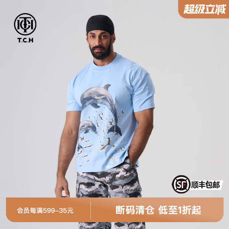 鲨鱼短袖夏季新款T恤轻奢烫钻TCH