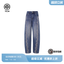 TCH私服烫钻休闲阔腿牛仔裤潮牌25春夏新款T75A20E5045