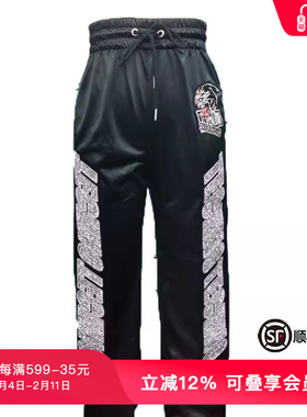 TCH字母烫钻白边黑色休闲裤男女同款T1A211WPT011
