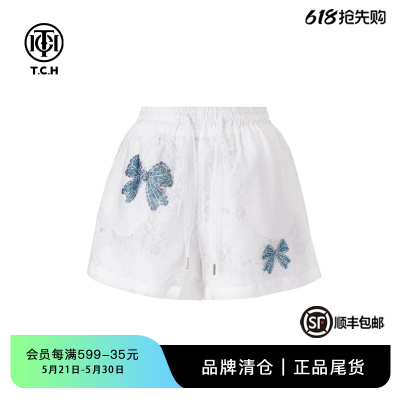 烫钻蝴蝶结宽松时尚百搭短裤