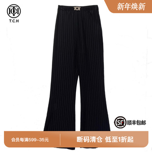 金属字母黑色简约百搭显瘦休闲裤 T66C20E6020