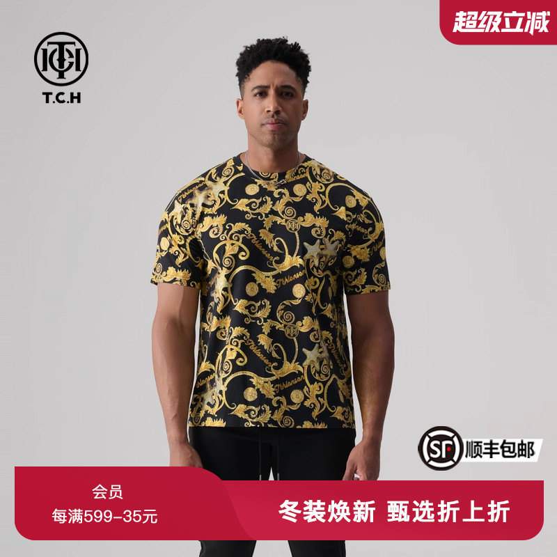 TCH夏新款烫钻轻奢个性时尚半袖潮流T恤男女同款T72B106163