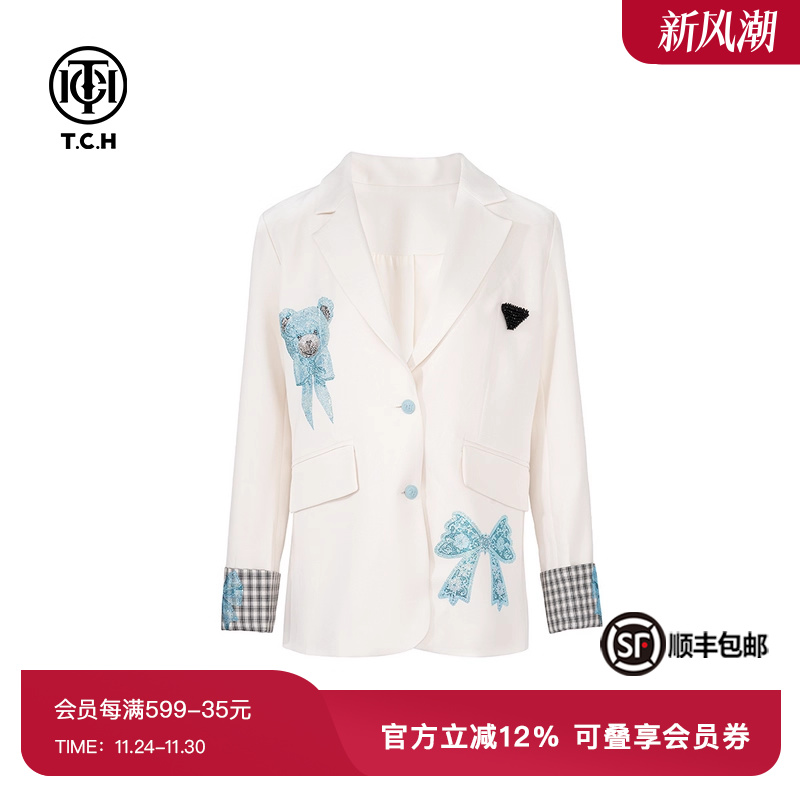 新款气质设计感小熊西服女士