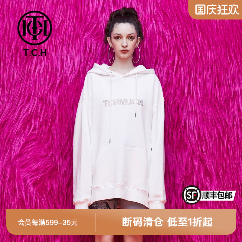 TCH潮牌帽衫烫钻字母老虎2025春秋新款男女卫衣T69B126006