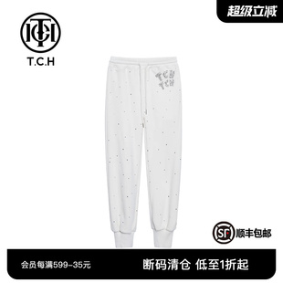 TCH潮牌休閑長褲 T69B206005 男女束腳褲 燙鉆字母2023春夏新款