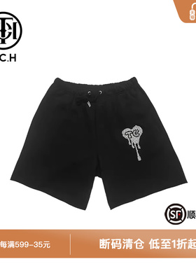 TCH轻奢潮牌水滴爱心烫钻休闲短裤T66D216010