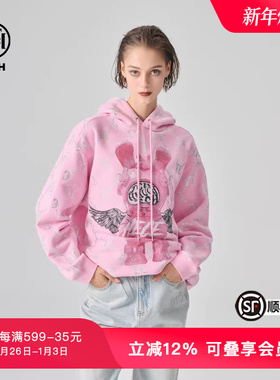 TCH轻奢春秋新款烫钻长袖宽松经典系列帽衫上衣T72A126027