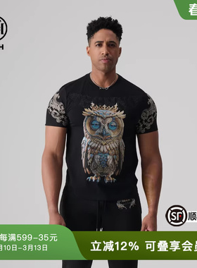 TCH夏季新款猫头鹰烫钻时尚潮流半袖T恤男女同款T72B106165