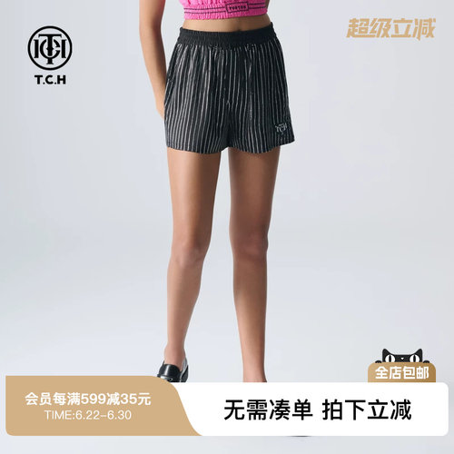 TCH夏季新款轻奢烫钻短裤女高腰时尚显瘦百搭裤子T72B216050