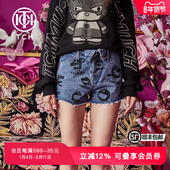 TCH潮牌短裤 小怪兽烫钻蓝色牛仔T66A218102