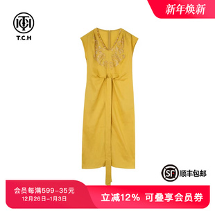 TCH私服烫钻工艺新时尚 淑女百搭潮流连衣裙女T75B30E1082轻奢tch