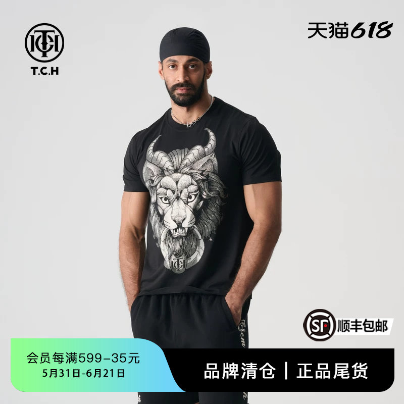 TCH轻奢夏季新款烫钻个性圆领短袖T恤男女同款T72B106100