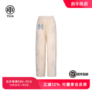 新款 女夏季 T75B20E5186 休闲百搭蝴蝶结休闲裤 TCH私服烫钻时尚