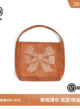 TCH私服蝴蝶结烫钻绒面复古老钱风手提包秋冬新款T72C40E5001