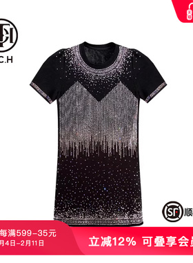 TCH潮牌新中式系列重工烫钻气质时尚黑色连衣裙T72B30E9060