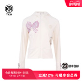 外套春秋新款 TCH私服粉色蝴蝶结烫钻连帽修身 拉链衫 T75A17E5001