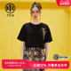 黑色短袖 TCH潮牌短款 T恤烫钻链条字母春秋新款 女T69A106040
