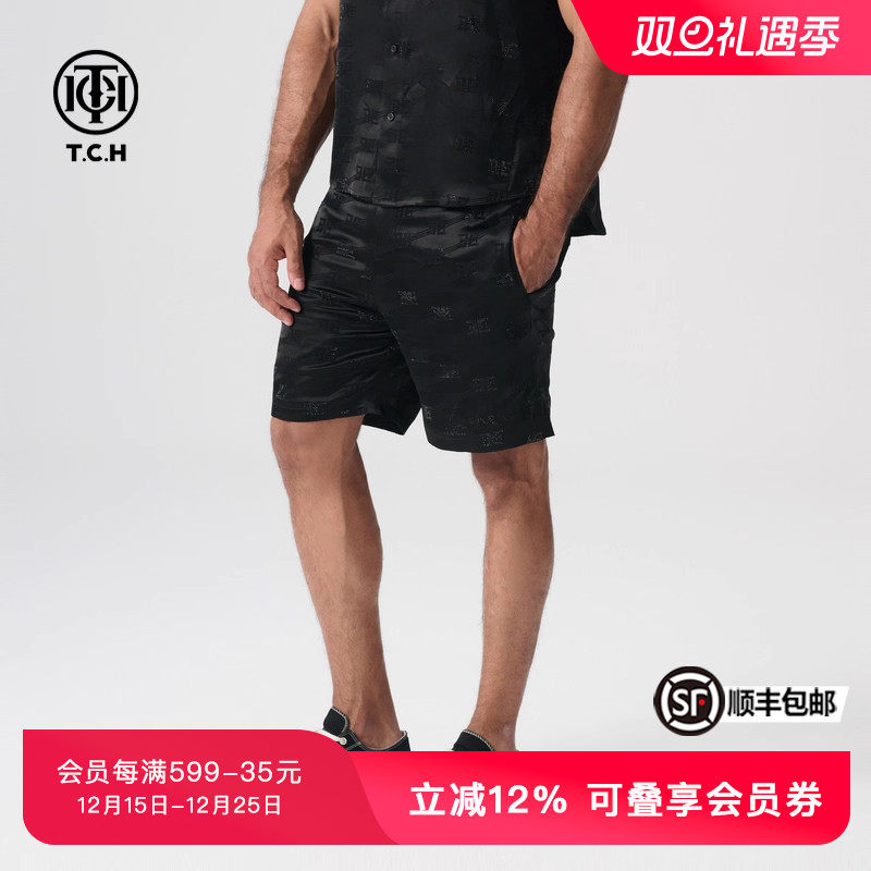 TCH夏新款烫钻时尚个性短裤男潮牌复古直筒短裤女T72B216026