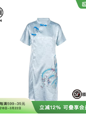 TCH轻奢烫钻工艺新中式重工优雅时尚连衣裙女T72B30E6016私服tch