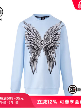 TCH潮牌重工大翅膀烫钻时尚百搭宽松长袖圆领卫衣T69D116082