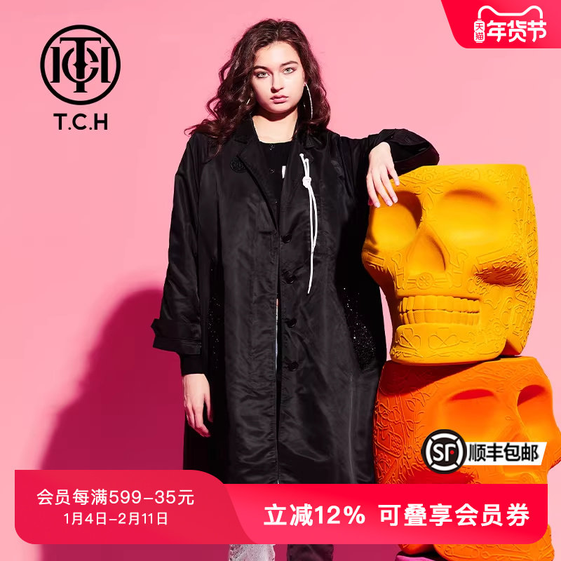 TCH轻奢潮牌春秋新款休闲时尚通勤风衣外套T69C158001,女装/女士精品,风衣,淘宝优惠券,粉丝福利购,淘宝优惠卷