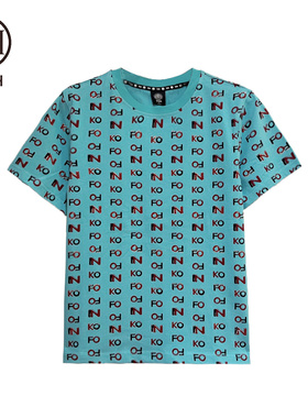 TCH潮牌字母印花烫钻休闲百搭蓝色T恤T66C10E6039