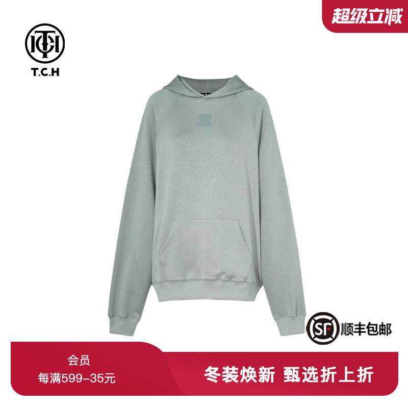 TCH潮牌小众休闲烫钻卫衣浅绿色春秋新款上衣男女同款S72A126025