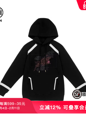 TCH潮牌宽松休闲女新款黑色宽松套头卫衣T72C12B9001