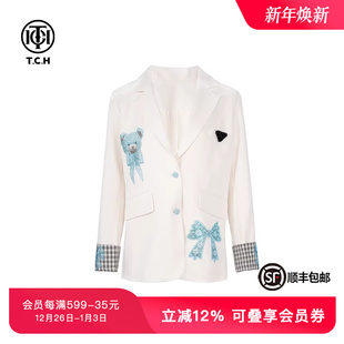 私服TCH潮牌新款 气质设计感小熊西服女士T75A04E5003