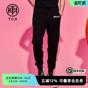 男女黑色运动裤 新款 T69D206030 烫钻字母冬季 TCH潮牌休闲长裤