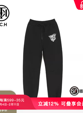 TCH潮牌轻奢潮牌大C狼头烫钻简约黑色休闲长裤商场同款T66A208127