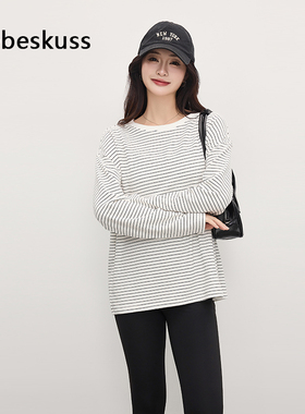 liebeskuss长袖打底衫女2025新款磨毛圆领韩版基础款休闲百搭T恤