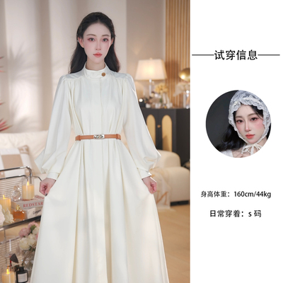 liebeskuss【万物生】设计感长袖连衣裙2025秋季新款纯色宽松长裙