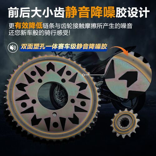 钱江追/赛600/550/450/400/350/250静音油封链条三件套小大齿盘齿