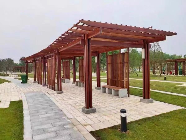 防腐木葡萄e架休闲廊架碳化木樟子松凉亭古建长廊文化长廊