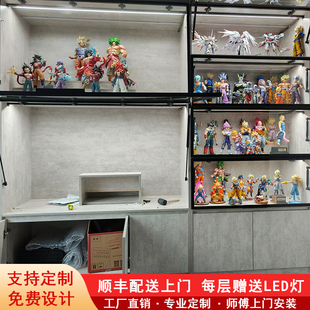 实木液压手办展示柜乐高高达模型展示柜gk模型柜收纳雕像展柜定做