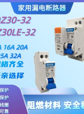 DZ30-32空气开关 DZ30LE-x32家用小型漏电保护器DPN双进双出16A32