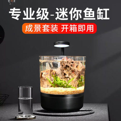 客厅小型生态鱼缸过滤制氧All桌面迷你斗鱼家用水族箱潜水猫